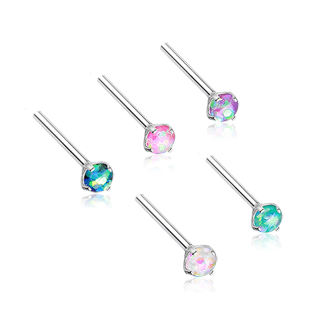 316L Surgical Steel Nose Stud 3mm Opal Gem Choose Your Style & Color 20G