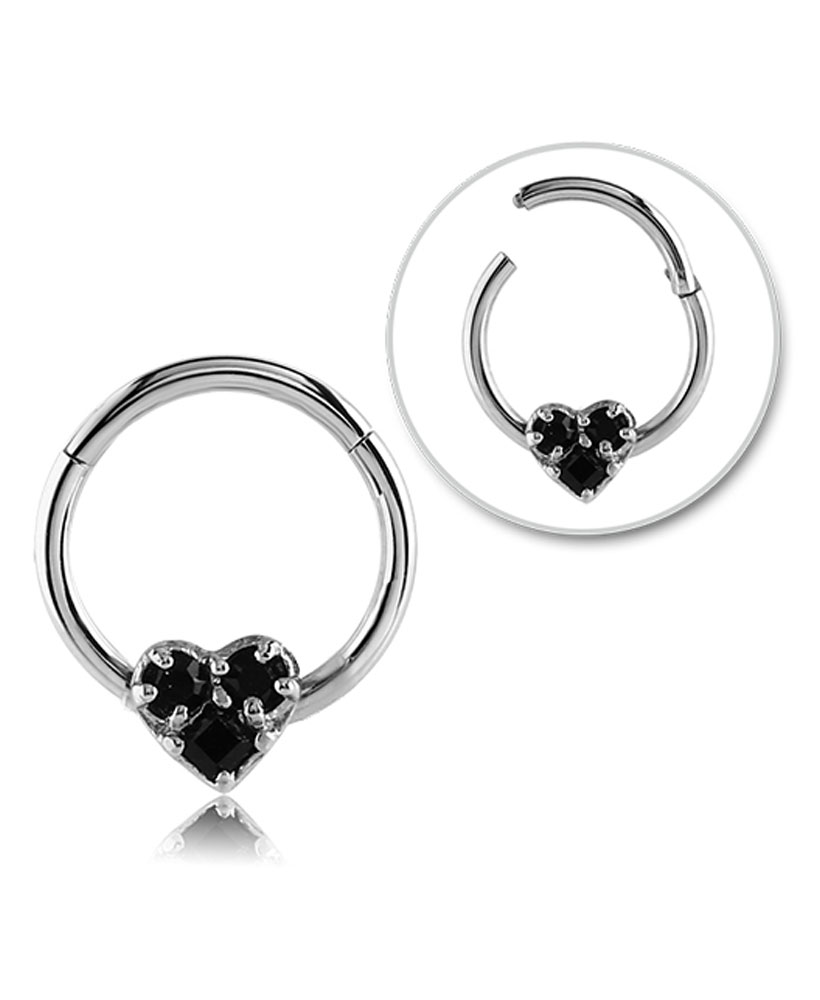 316L Surgical Steel Hinged Septum Clicker Black 3/8" 16G