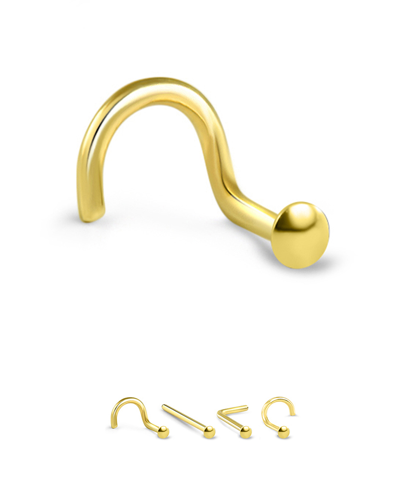 Gold Plated 316L Surgical Steel Nose Stud 1.5mm Disc Choose Your