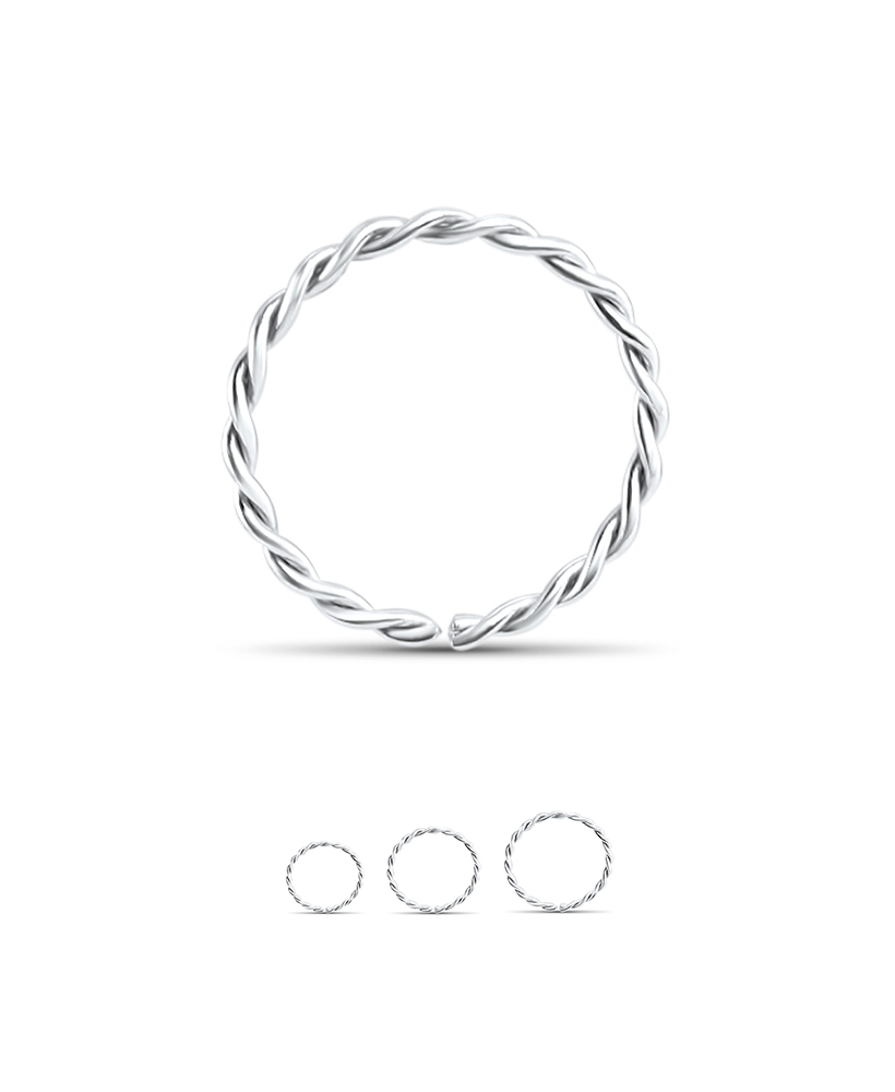 14kt White Gold Seamless Twisted Nose Ring