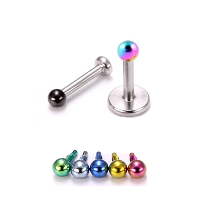 Surgical Steel Labret Screw Post Nose Stud, 2mm Ball Insert Choose Your