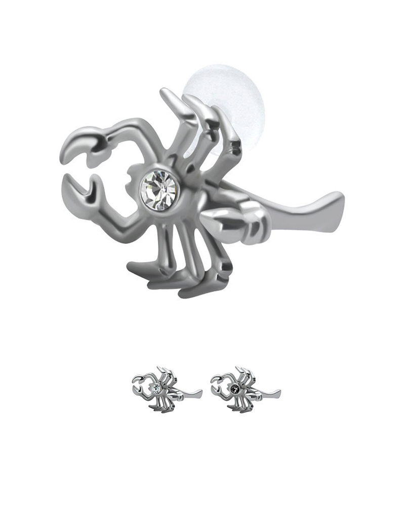 316L Surgical Steel Ear Cartilage Earring Stud Ring Scorpion Bioflex Post 16G