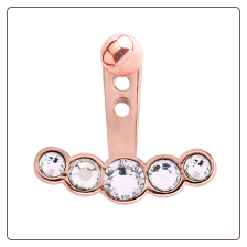 Rose Gold PVD Coated 316L Surgical Steel Clear 5 Stone Ear Jacket Earrings Choose Your Style & Gauge