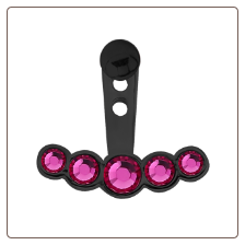 Black PVD Coated 316L Surgical Steel Fuchsia 5 Stone Ear Jacket Earrings Choose Your Style & Gauge