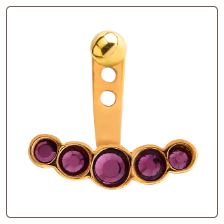 Gold PVD Coated 316L Surgical Steel Purple 5 Stone Ear Jacket Earrings Choose Your Style & Gauge
