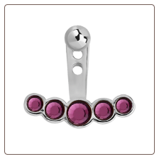 316L Surgical Steel Purple 5 Stone Ear Jacket Earrings Choose Your Style & Gauge