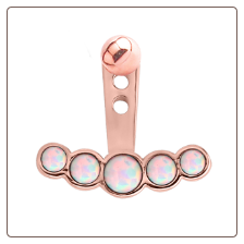 Rose Gold PVD Coated 316L Surgical Steel White Opal 5 Stone Ear Jacket Earrings Choose Your Style & Gauge