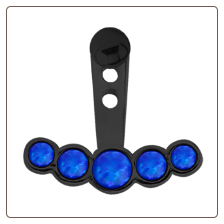 Black PVD Coated 316L Surgical Steel Blue Opal 5 Stone Ear Jacket Earrings Choose Your Style & Gauge