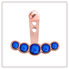 Rose Gold PVD Coated 316L Surgical Steel Blue Opal 5 Stone Ear Jacket Earrings Choose Your Style & Gauge