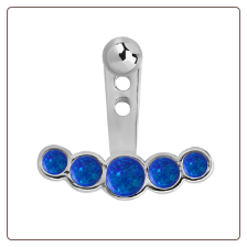 316L Surgical Steel Blue Opal 5 Stone Ear Jacket Earrings Choose Your Style & Gauge