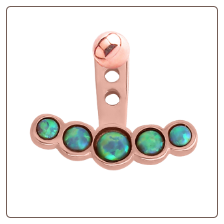 Rose Gold PVD Coated 316L Surgical Steel Green Opal 5 Stone Ear Jacket Earrings Choose Your Style & Gauge