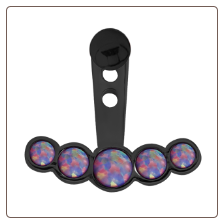 Black PVD Coated 316L Surgical Steel Purple Opal 5 Stone Ear Jacket Earrings Choose Your Style & Gauge