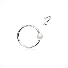 316L Surgical Steel Seamless Annealed Nose Ring White Pearl CZ Hoop