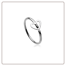 316L Surgical Steel Seamless Annealed Heart Nose Ring Hoop 20G