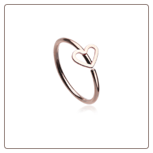 Rose Gold Plated 316L Surgical Steel Seamless Annealed Heart Nose Ring Hoop 20G