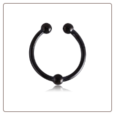 Black PVD Coated 316L Surgical Steel Fake Septum Clicker Hanger Clip On Non Piercing Nose Ring Hoop Ball