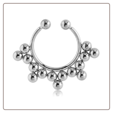 316L Surgical Steel Fake Septum Clicker Hanger Clip On Non Piercing Nose Ring Hoop Beaded