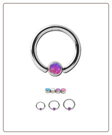316L Surgical Steel or Titanium Captive Bead Nose Ring Hoop Choose Your Size 3mm Opal