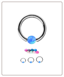 Nose Ring Hoop Surgical Steel Choose Your Gauge 3mm Opal Ball