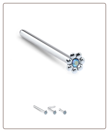 925 Sterling Silver Nose Stud Ring Aurora Flower - Choose Your Style 22G
