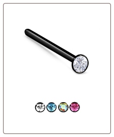 925 Sterling Silver, Black Plated Nose Stud Ring 1.25mm CZ - Choose Your Style 22G