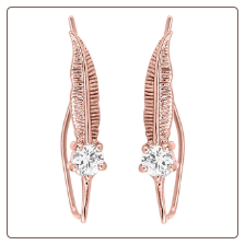 **BLOW OUT SALE** Rose Gold 316L Surgical Steel Dangle Ear Vine Pin Crawler Wire Stem Feather 20G