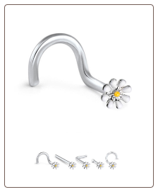 316L Surgical Steel Nose Stud Daisy Flower 20G