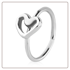 925 Sterling Silver Seamless Nose Ring Helix Daith Ear Cartilage Heart Hoop 5/16" 20G