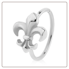 925 Sterling Silver Seamless Nose Ring Helix Daith Ear Cartilage Fleur De Lis Hoop 5/16" 20G