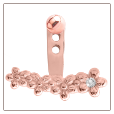 Rose Gold PVD Coated 316L Surgical Steel Flower Ear Jacket Earrings Choose Your Style & Gauge