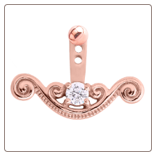 Rose Gold PVD Coated 316L Surgical Steel Single Solitaire CZ Stone Ear Jacket Earrings Choose Your Style & Gauge