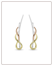 925 Sterling Silver 18K Gold & Rose Gold Plated Twist Ear Vine™ Pin Crawler Wire Stem 20G