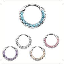 **BLOW OUT SALE** Septum Clicker Helix Nose Ring Hoop CZ Ring 14G