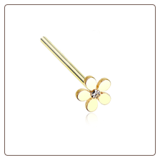 Gold Plated 316L Surgical Steel Plumeria Flower Nose Stud Choose Your Style 20G