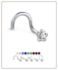 Flower Nose Screw Ring 316L Surgical Steel 20G