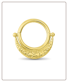 14KT Yellow Gold Septum Clicker Helix Ear Cartilage Nose Ring 16G