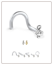 316L Surgical Steel Nose Stud Music Note 20G