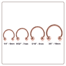 Rose Gold PVD Coated 316L Surgical Steel Horseshoe Curved Barbell CBB 16G