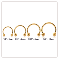 Gold Plated 316L Surgical Steel Horseshoe Curved Barbell CBB 18G