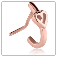 **BLOW OUT SALE** Rose Gold PVD Coated 316L Surgical Steel L Bend Nose Hugger Heart 20G