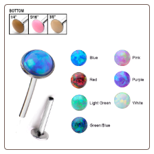 316L Surgical Steel Labret Style Nose Stud Push Pin 4mm Opal Gem