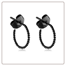 Black PVD Coated 316L Surgical Steel Twisted Hoop Earrings