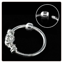925 Sterling Silver Nose Ring Hoop 5/16 Bali Style Wire Design 22G