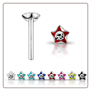 **BLOW OUT SALE** 925 Sterling Silver Nose Stud Straight or L Bend -Choose Your Color Star