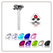 925 Sterling Silver Nose Stud Straight or L Bend -Choose Your Color Clover