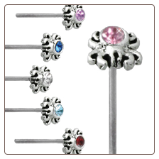 **BLOW OUT SALE** 925 Sterling Silver Nose Stud Straight or L Bend -Choose Your Color Spider
