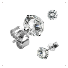 925 Sterling Silver Earrings Round 3mm Diamond