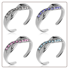 925 Sterling Silver Toe Ring Choose Your Color CZ Infinity