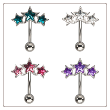 **BLOW OUT SALE** 316L Surgical Steel Navel Belly Button Ring Star CZ 14G