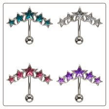 **BLOW OUT SALE** 316L Surgical Steel Navel Belly Button Ring 5 Star CZ 14G